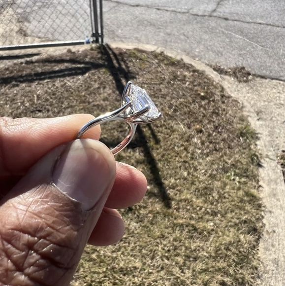 3.46 Lab grown diamond emerald cut 14k white gold engagement ring - Picture 11 of 11